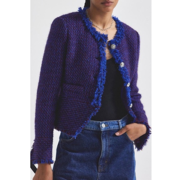 DEREK LAM 10 CROSBY Elizabeth Peplum Jacket Size 10 Blue Purple NWT New - Picture 1 of 16